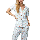 BedHead - Classic Stretch Cropped Jersey PJ Set - Retro Surf - Large