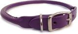 Auburn Leather - Rolled Round Dog Collar - 16"-20" - Purple