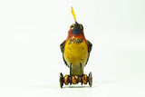 Mullanium - Steampunk Inspired Sculpture - Red & Yellow Bird on Wheels
