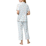 BedHead - Classic Stretch Cropped Jersey PJ Set - Retro Surf - Large