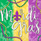 Boston International - 3-Ply 5" Cocktail Napkins - Mardi Gras Beads