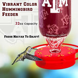 Hummer's Galore - 32 oz. Glass Hummingbird Feeder w/ UV Resistant Plastic Wrap - Texas A&M