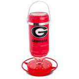 Hummer's Galore - 32 oz. Glass Hummingbird Feeder w/ UV Resistant Plastic Wrap - Georgia Bulldogs