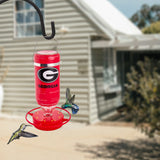 Hummer's Galore - 32 oz. Glass Hummingbird Feeder w/ UV Resistant Plastic Wrap - Georgia Bulldogs