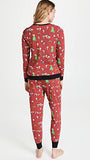 BedHead - L/S Pullover Crew & Jogger PJ Set - Peanuts Holiday Party - Medium