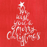 Boston International - 3-Ply 5" Cocktail Napkins - Christmas Wishes- Red