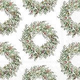 Boston International - 3-Ply 5" Cocktail Napkins - Holiday Berry Wreaths