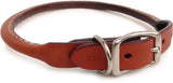 Auburn Leather - Rolled Round Dog Collar - 18"-22" - Tan