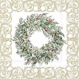 Boston International - 3-Ply 5" Cocktail Napkins - Holiday Berry Wreath
