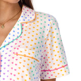 BedHead - Classic Stretch Cropped Jersey PJ Set - Cherry Hearts - Large