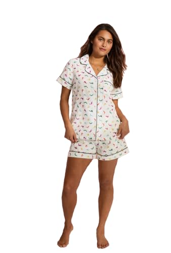 BedHead - S/S Classic Woven Cotton Silk Shorty PJ Set - Shrimply The Best - Large