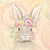 Boston International - 3-Ply 5" Cocktail Napkins - Bunny Flower Crown