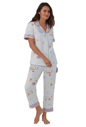 BedHead - S/S Woven Cotton Cropped PJ Set - Eastern Seaboard - Small
