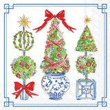 Boston International - 3-Ply 5" Cocktail Napkins - Bright Topiary Trees