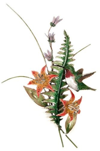 Bovano - Wall Sculpture - Hummingbird Turks Cap Lily