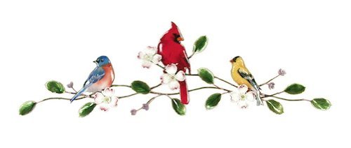 Bovano - Wall Sculpture - Songbirds On Dogwood Bough