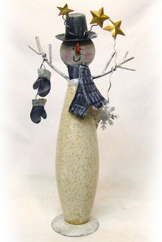 Green Piece Wire Art - Outdoor Garden Sculpture - Ceramic Snowman