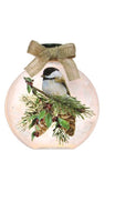 Stony Creek - Glass Round Jar w/Burlap - Pine Boughs & Birds