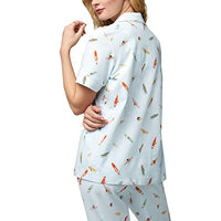 BedHead - Classic Stretch Cropped Jersey PJ Set - Retro Surf - Large