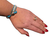 Pearlhill - 7mm - Woven Bracelet - Turquoise Leather & White Pearl