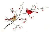 Bovano - Wall Sculpture - Double Cardinals on Branch
