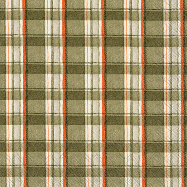 Boston International - 3-Ply 6.5" Lunch Napkins 20 Count - Green & Orange Plaid