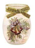 Stony Creek - 4" Frosted Glass Lighted Jar w/Bow - Joy