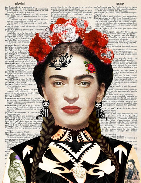 ArtNWordz -  Vintage Recycled Dictionary Print - FTB Frida