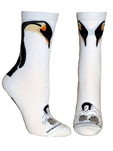 Wheel House Designs Socks - Penguin & Chick on White - 9-11