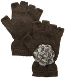 San Diego Hat Company - Women's Fingerless Gloves - Brown w/ Flowers