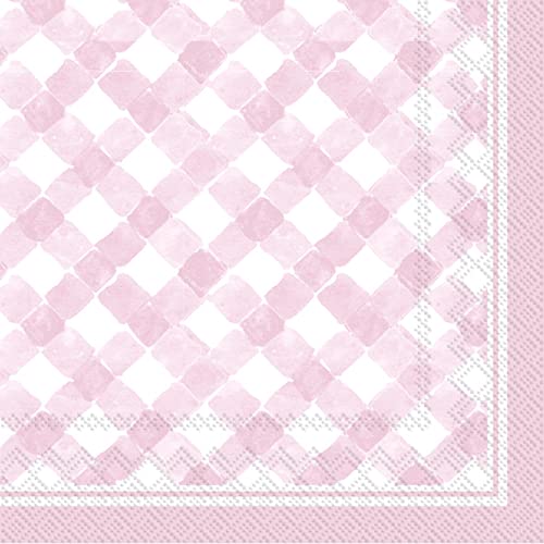 Boston International - 3-Ply 5" Cocktail Napkins - Gingham Light Rose