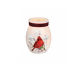 Stony Creek - 4" Frosted Glass Lighted Jar w/ Ribbon - Cardinal Birdhouses