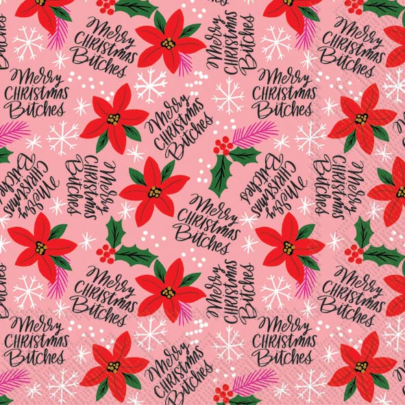 Boston International - 3-Ply 5" Cocktail Napkins - Merry Christmas B**