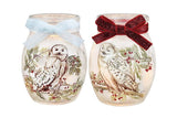 Stony Creek - 4" Glass USB Lighted Jar - Winter Owl Red