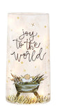 Stony Creek - 10" Frosted Glass Lighted Vase - Joy to the World Manger