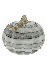 Boston International - Small Glass Pumpkin - Black & White Stripe