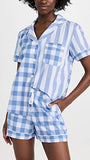 BedHead - S/S Shorty Poplin PJ Set - Buffalo Plaid - Small