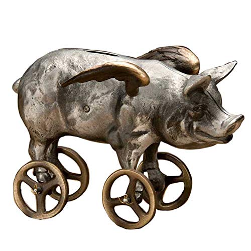 Nelles Studios - Bronze Money Bank - Flying Pig