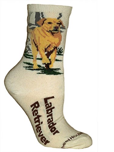 Wheel House Designs Socks - Labrador (Yellow) on Natural - 9-11