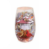 Stony Creek - 5" Frosted Lighted Vase - Winter Cardinals at Feeder