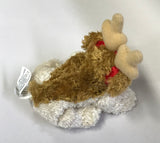 Ganz - Christmas Soft Spots - Tan & Brown Dog Reindeer 5" Beanbag Plush - Rare