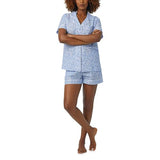 BedHead - S/S Woven Cotton Silk Shorty PJ Set - Something Blue - Small