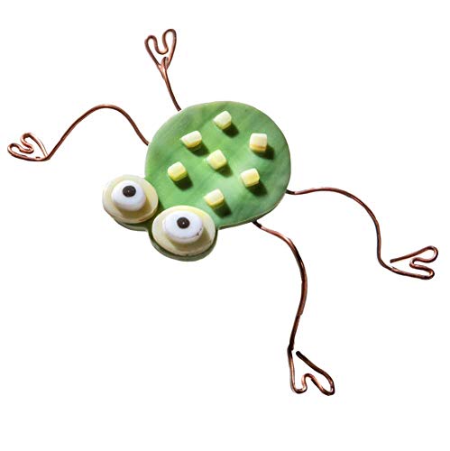 J Devlin Fused Glass Art Green Frog Terrarium Decor Fairy Garden Plant Accents Party FSG 116