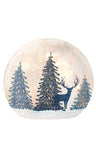 Stony Creek - 7" Frosted Glass Lighted Vase - Winter Blue Forest & Buck