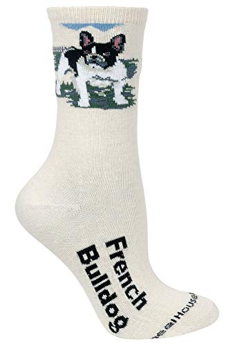 Wheel House Designs Socks - French Bulldog on Natural - 9-11