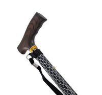 Harvy Canes - 33"-37" Aluminum Adjustable Folding Cane - Black Water Mark Etched