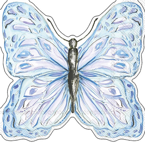 Boston International - 3-Ply Botanical Butterfly Shaped Lunch Napkins - Blue