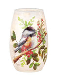 Stony Creek - 5.25" Frosted Glass USB Lighted Vase - Chickadees White