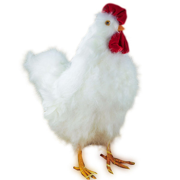 ZUCKER - White Hen House Decoration | Farmhouse Decor | 8" Chicken Statue Figurine