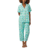 BedHead - S/S Stretch Jersey Cropped PJ Set - Tennis Club - Large